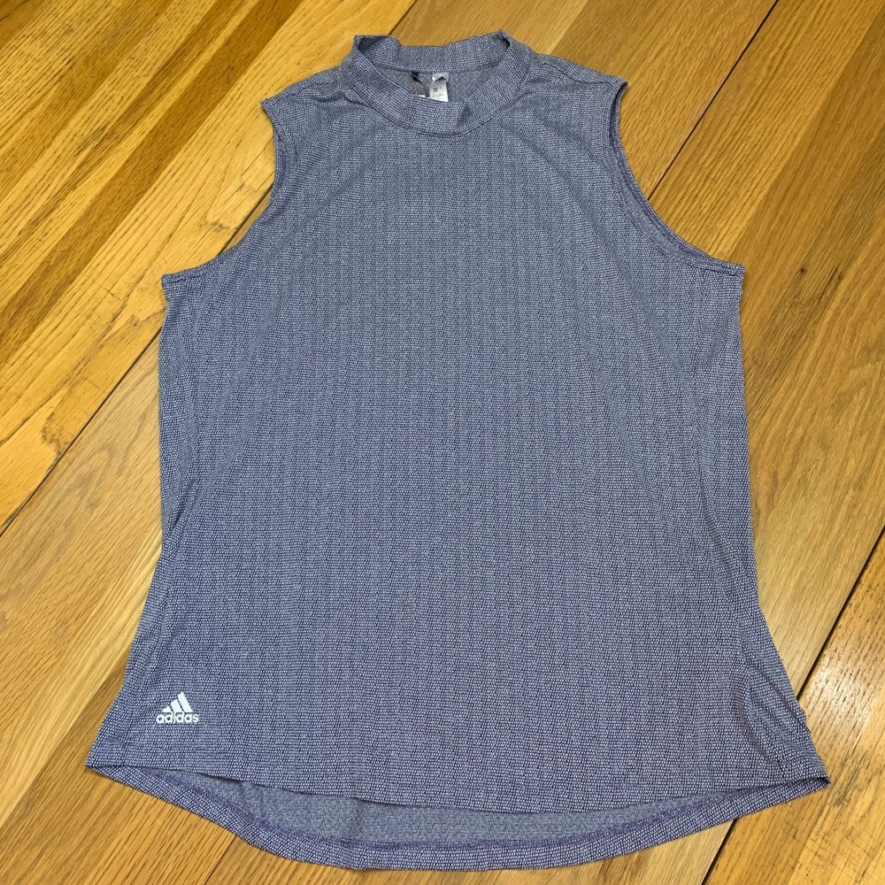 Adidas‎ Womens Sleeveless Mock Neck Golf Polo Shirt Blue White Size XL NWT